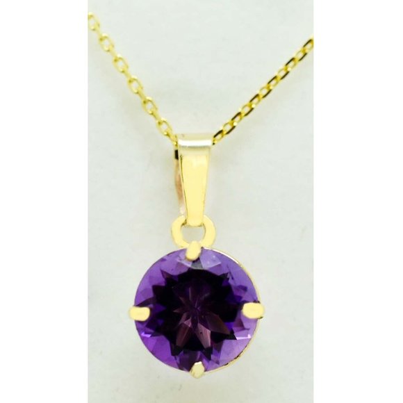 Genuine 3.42 Cts Amethyst Pendant 10K Yellow Gold